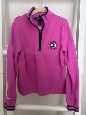 Polo by Ralph Lauren Hot Pink Quarter-Zip Pullover with Navy Trim girls size S